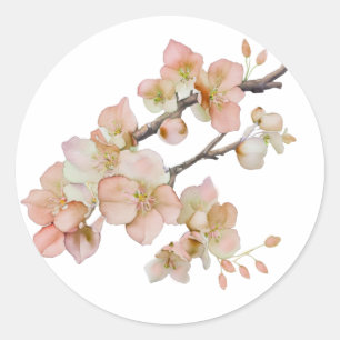 Elegant watercolor orange floral spring blossoms classic round sticker