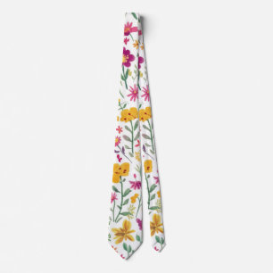 Elegant watercolor orange pink colour flowers4 tie