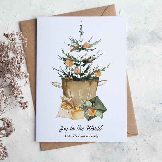 Elegant Watercolor Orange Slices Cinnamon Flat  Holiday Card (Creator Uploaded)