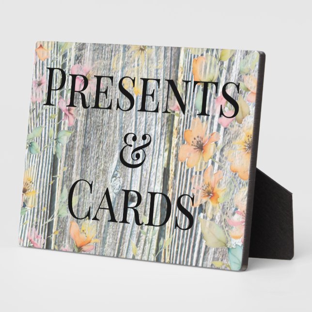 Elegant watercolor orange wildflowers barnwood plaque (Side)