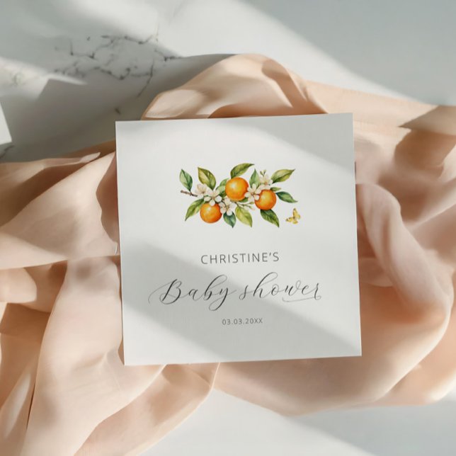 Elegant Watercolor Oranges Baby Shower Napkin (Creator Uploaded)