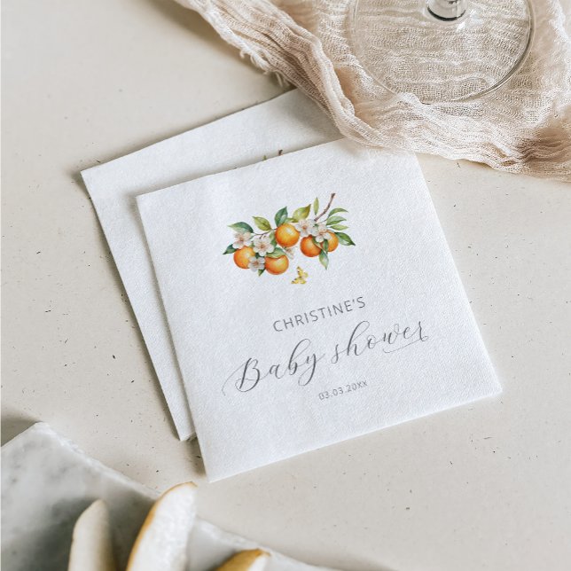 Elegant Watercolor Oranges Baby Shower Napkin (Creator Uploaded)
