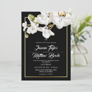 Elegant Watercolor Orchid Dark Wedding  Invitation