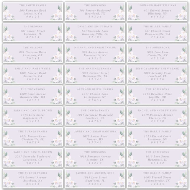 Elegant Watercolor Orchids Guest Address Labels (Front)
