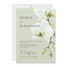 Elegant Watercolor Orchids Wedding Invitation.