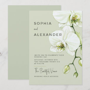 Elegant Watercolor Orchids Wedding Invitation. Invitation