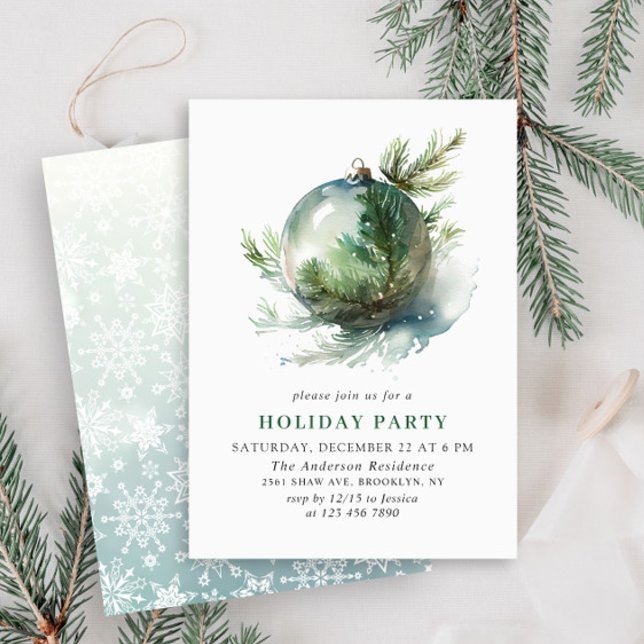 Elegant Watercolor Ornament Christmas Party Invitation (Creator Uploaded)