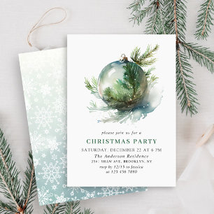 Elegant Watercolor Ornament Christmas Party Invitation