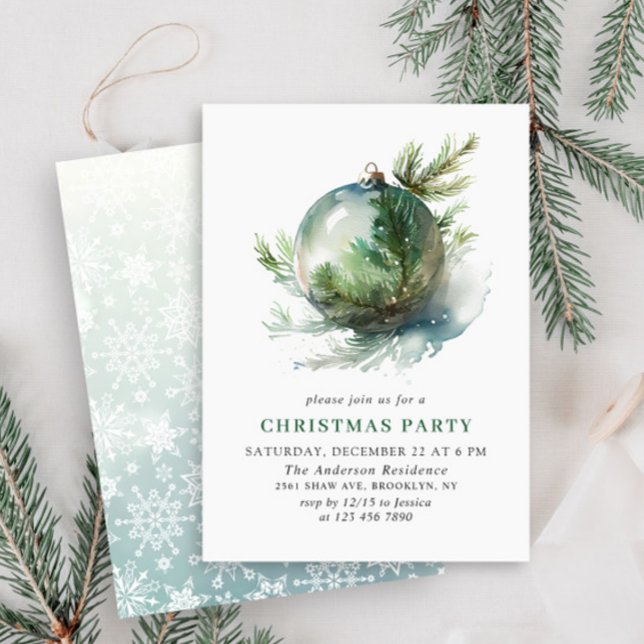 Elegant Watercolor Ornament Christmas Party Invitation (Creator Uploaded)