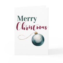 Elegant Watercolor Ornament Merry Christmas Card -
