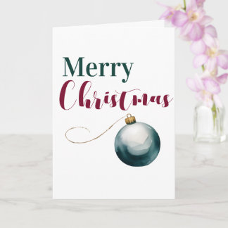 Elegant Watercolor Ornament Merry Christmas Card -