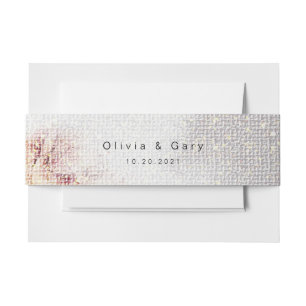 Elegant Watercolor Painted Floral Canvas Wedding Invitation Belly Band