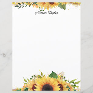 Elegant Watercolor Painted Sunflowers Floral