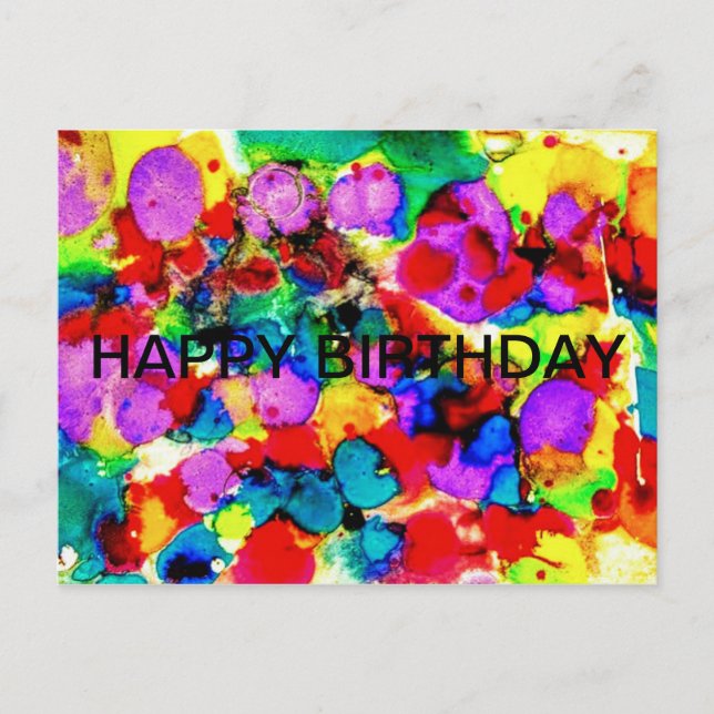 Elegant Watercolor Painting Happy birthday Postcard (Front)