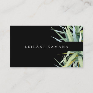 Elegant Watercolor Palms Dark Business Card