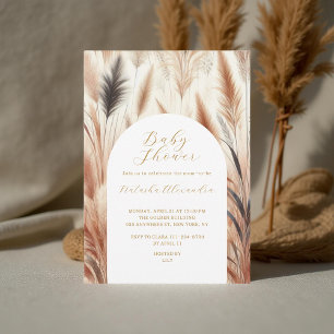Elegant Watercolor Pampas Grass Baby Shower Invitation
