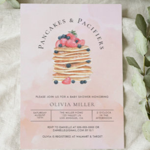 Elegant Watercolor Pancakes Brunch & Baby Shower Invitation