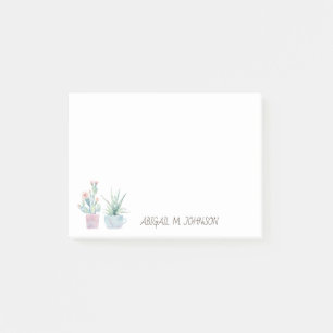 Elegant Watercolor Pastel Cactus Succulent Post-it Notes