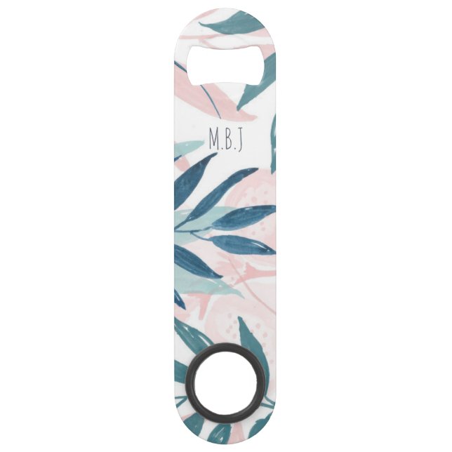 Elegant Watercolor Pastel Leaves Monogram (Front)