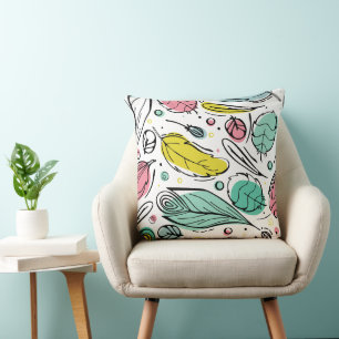 Elegant watercolor pattern l Leaf Cushion