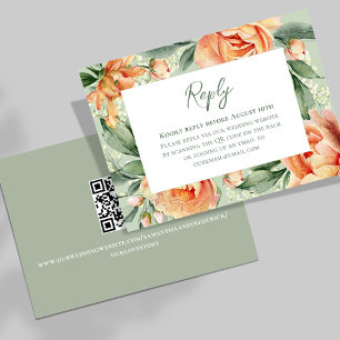 Elegant Watercolor Peach Flora Wedding RSVP Card