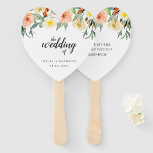 Elegant Watercolor Peach Floral Wedding Hand Fan