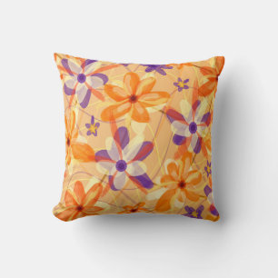 Elegant Watercolor Peach Plum Pastel Floral Cushion