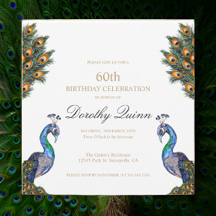 Elegant Watercolor Peacock Birthday Invitation