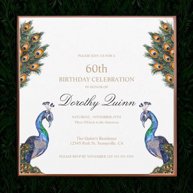 Elegant Watercolor Peacock Birthday Invitation (Creator Uploaded)