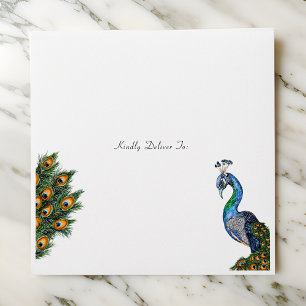 Elegant Watercolor Peacock Envelope