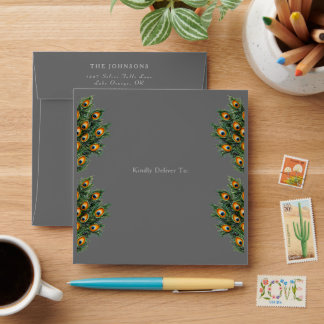 Elegant Watercolor Peacock Envelope