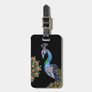 Elegant Watercolor Peacock Luggage Tag