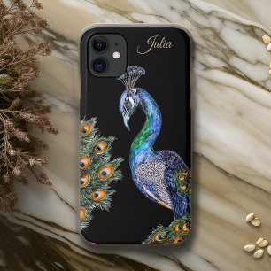 Elegant Watercolor Peacock Personalised iPhone 11 Case