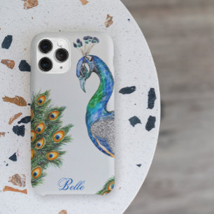 Elegant Watercolor Peacock Personalised iPhone 11 Case