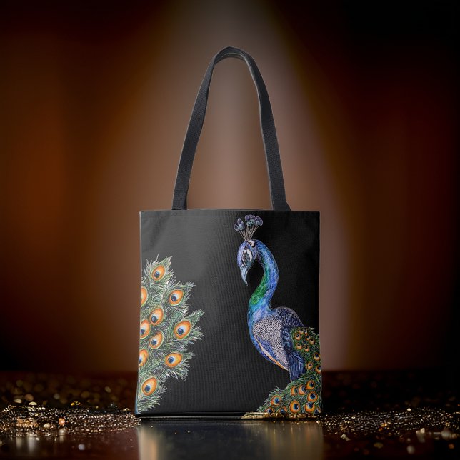 Elegant Watercolor Peacock Tote Bag (Creator Uploaded)