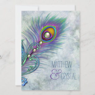 Elegant Watercolor Peacock Wedding Invitation