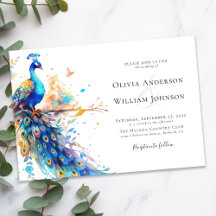 Elegant Watercolor Peacock Wedding