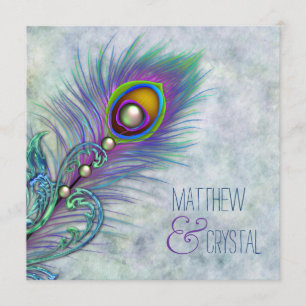 Elegant Watercolor Peacock Wedding Invitation