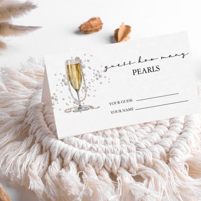 Elegant Watercolor Pearls & Prosecco Bridal Shower Enclosure Card (Creator Uploaded)