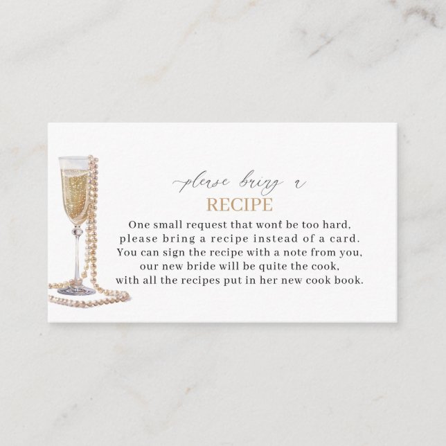 Elegant Watercolor Pearls Prosecco Bridal Shower R Enclosure Card (Front)