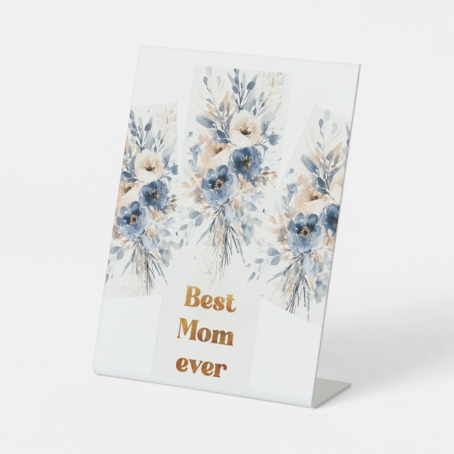 Elegant Watercolor Peonies & Pastel Wildflowers Pedestal Sign (Front)