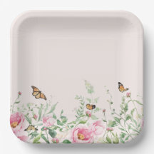 Elegant Watercolor Peony and Butterfly Floral Pape