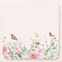 Elegant Watercolor Peony and Butterfly Floral Pape
