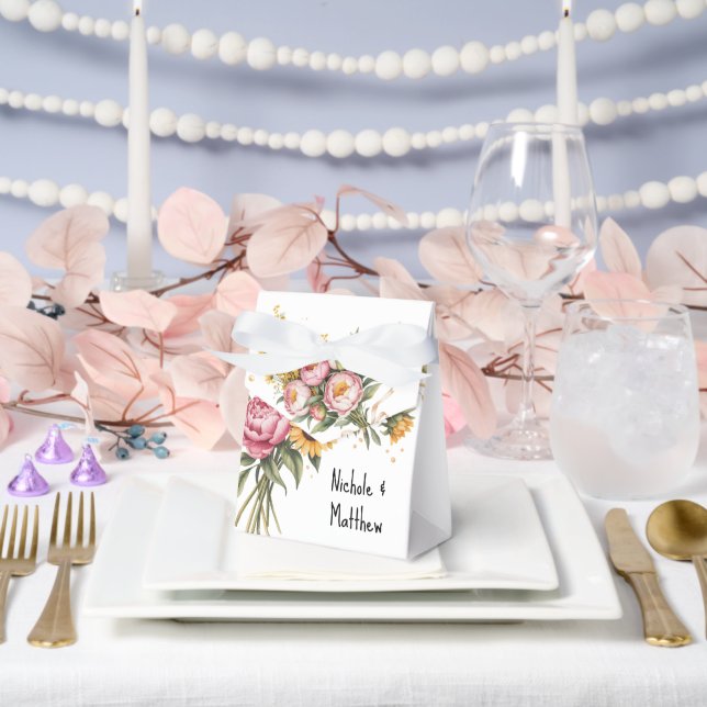 Elegant Watercolor Peony Bouquet Wedding Favour Box (Wedding)