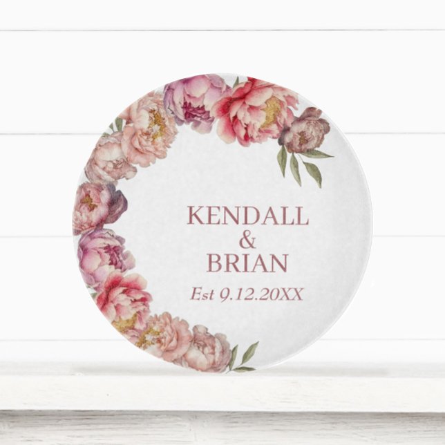 Elegant Watercolor Peony Custom Family Cutting Board (Creator Uploaded)