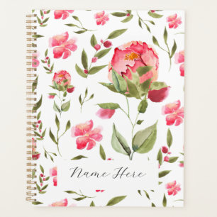 Elegant Watercolor Peony Floral botanical Planner