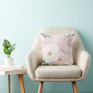 Elegant Watercolor Peony Flowers  Cushion