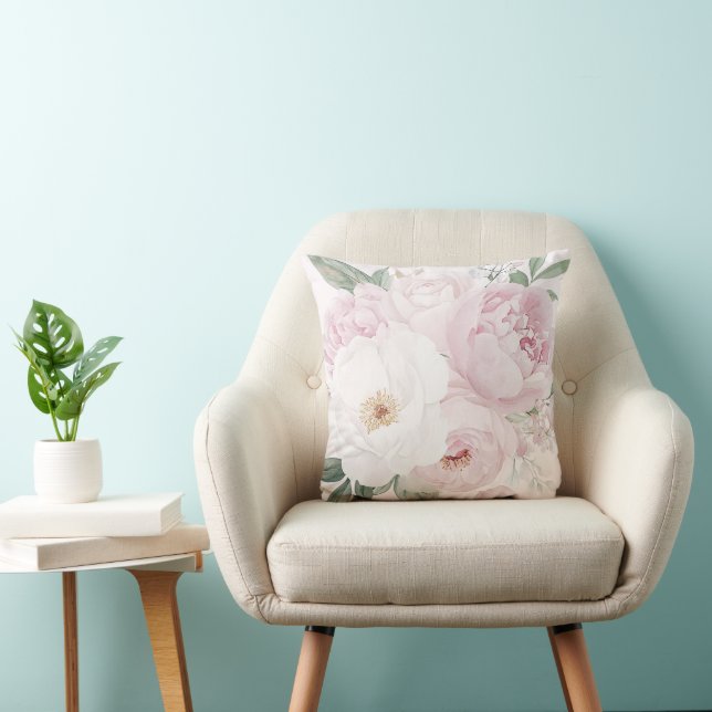 Elegant Watercolor Peony Flowers  Cushion (Chair)
