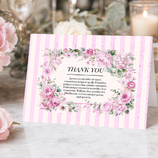 Elegant Watercolor Peony & Rose Thank You Card