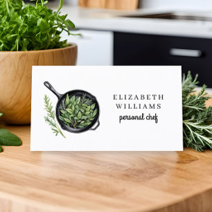 Elegant Watercolor Personal Chef QR Code  Business Card